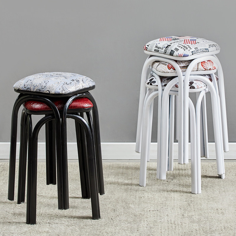 软面皮凳 布面圆凳子 铁腿三脚凳 简约叠小凳O 四腿方凳子实木加