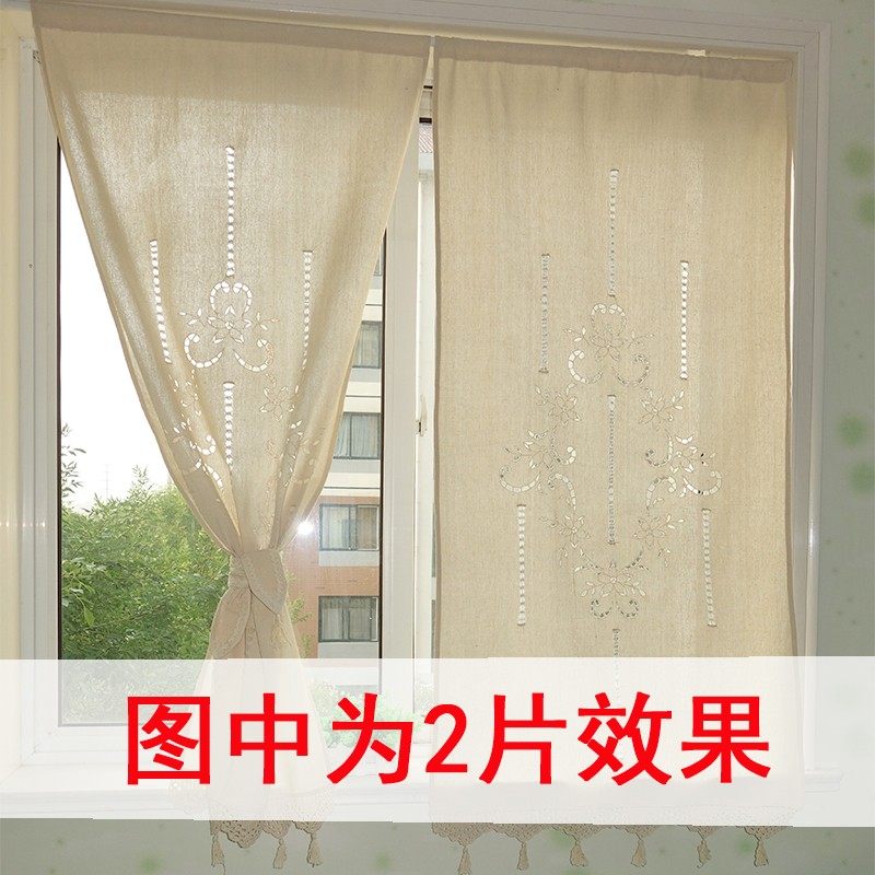 手工艺品中式美式复古飘窗成品窗帘遮阳棉麻半帘短帘遮光卧室门帘