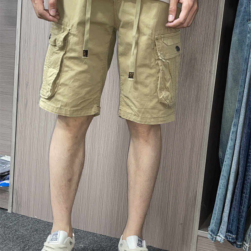 夏季纯棉弹力多口袋五分裤工装休闲短裤男直筒中裤5分马裤男裤衩