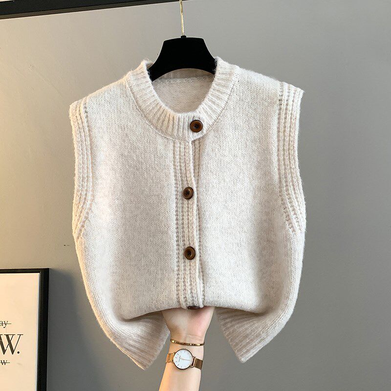 马甲女士外套2025新款春秋宽松外穿时尚针织背心毛衣坎肩秋冬叠穿
