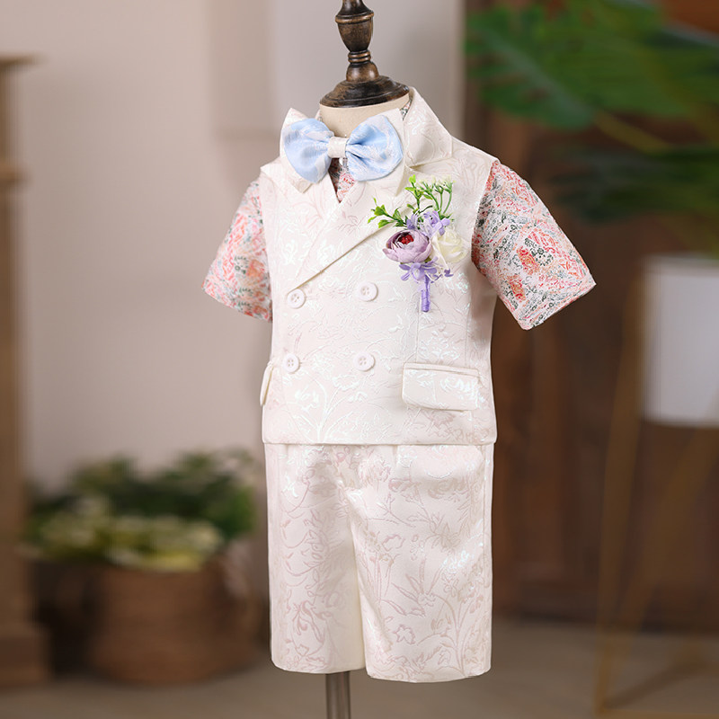 主持人礼服男童2024新款夏季儿童西装套装比赛小西服钢琴演出服潮