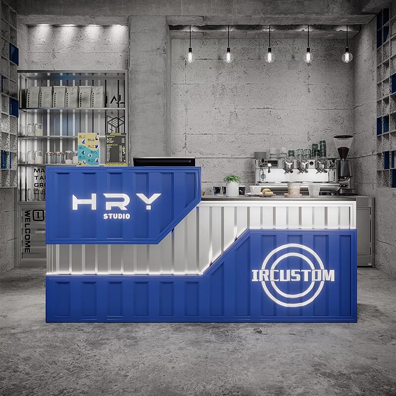 工业风吧台收银台奶茶咖啡厅烧烤火D锅店集装箱铁艺商用前台接待