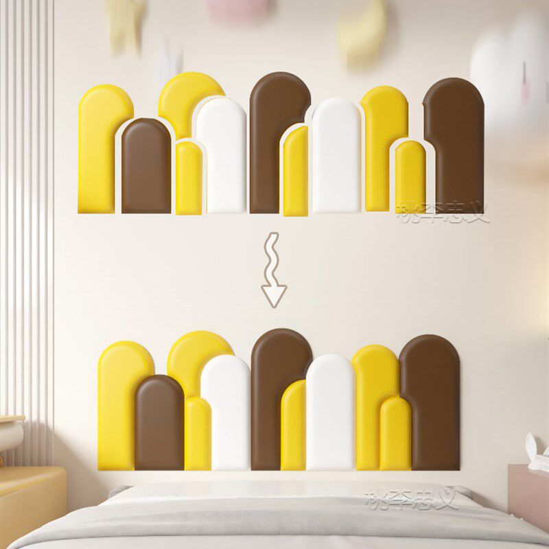 软包墙贴不规则弧形m榻榻米防撞雪弗板炕围床围贴墙自粘软包墙贴