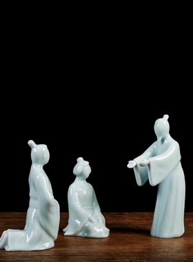 礼义之邦现代中式陶瓷摆件u古典人物装饰品客厅玄关雕塑工艺品摆