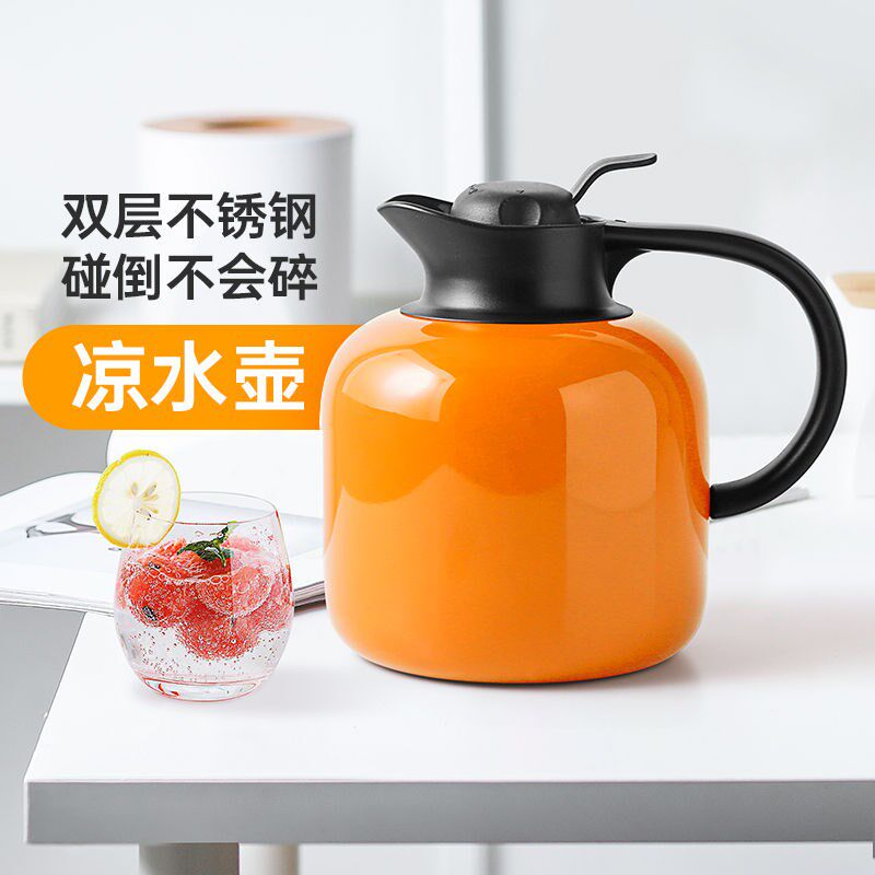 304不锈钢凉水壶抗摔耐热大容量凉茶壶双Q层隔热冷水壶耐高温