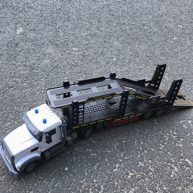 遥控双层平板运输车半挂车卡车运载拖头车货柜车汽车Y玩具男孩礼