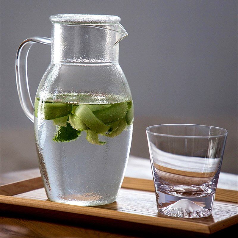 日式凉水壶耐热玻璃手工锤纹带盖B冷水壶泡茶壶可电陶炉加热煮茶