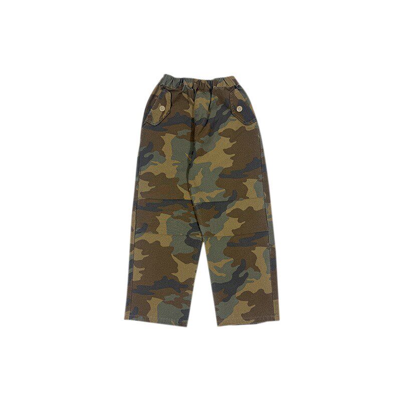 山系户外儿童迷彩工装裤2025春季新款J男童做旧纯棉宽松休闲长裤