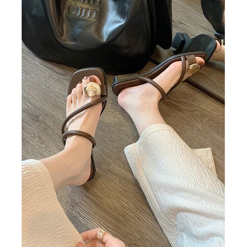 前500名88元~细带夹趾拖鞋女夏外穿平底露趾凉拖方头一字带凉鞋