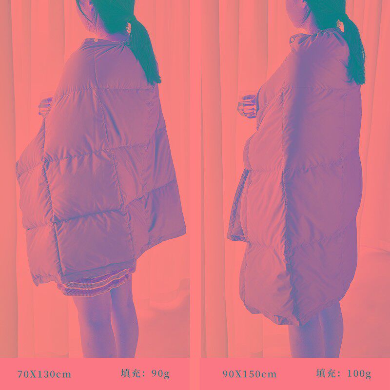 羽绒午睡小毯子盖k毯披肩幼儿园小被子可收纳水洗汽车毛毯保暖盖