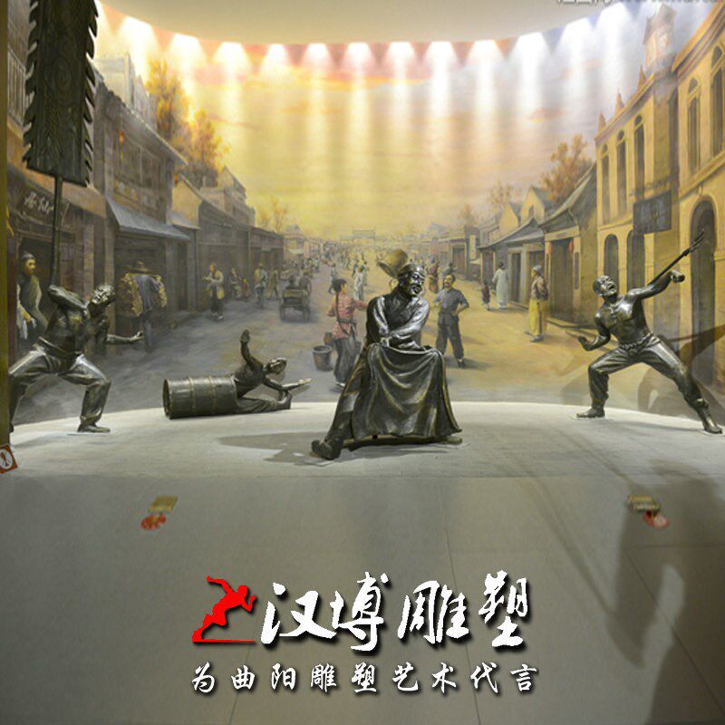 玻璃钢仿铜古代人物街头卖艺雕y塑步行街广场民俗文化小品景观雕