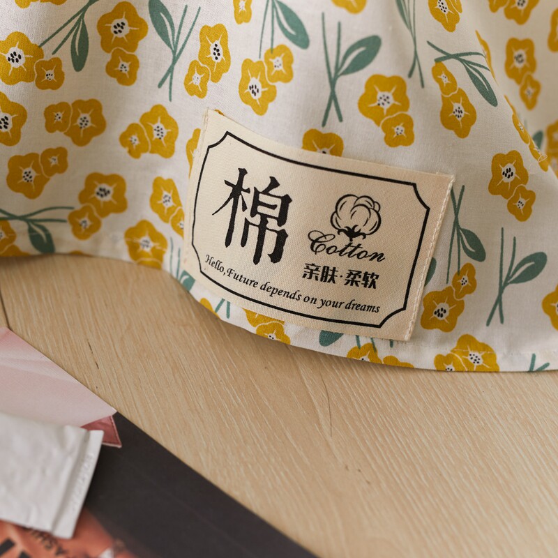 夏日碎花黄 纯水水洗棉单件印花床单单品 双人被单斜纹U全棉1.5m
