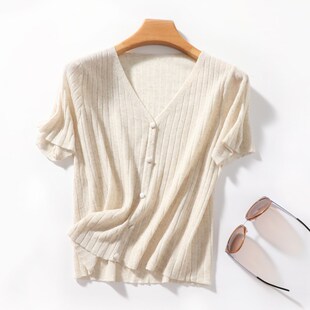 针织冰丝外套女韩版 新款 宽松配吊带小披肩 女夏季 苎麻防晒外搭开衫