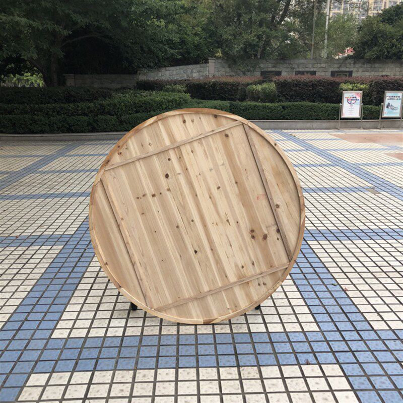 实木饭店a酒店折叠大圆桌杉木桌家用桌椅组合旋转16/12/10人带转