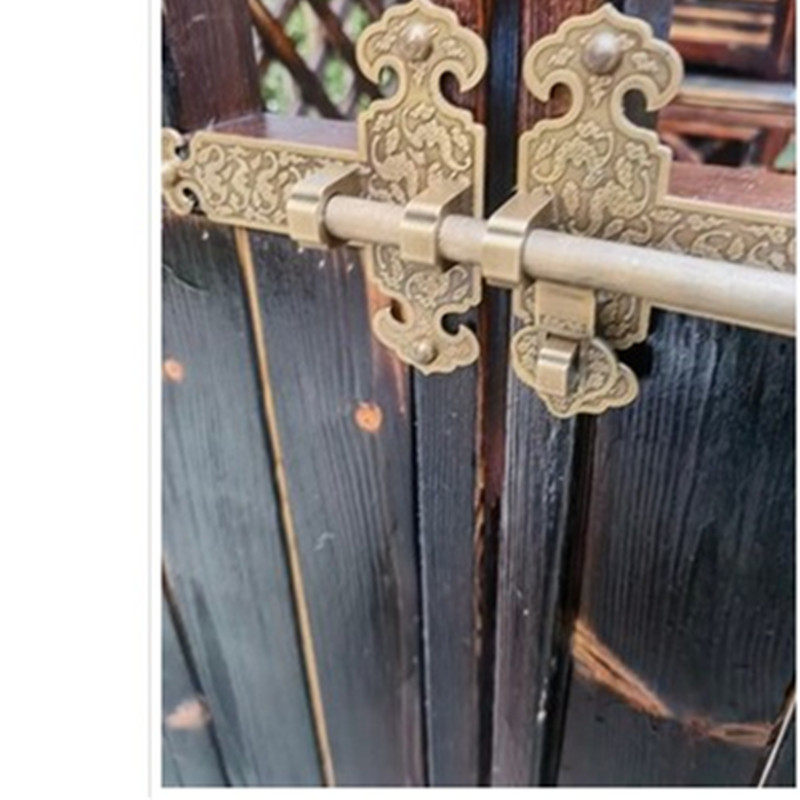 老式仿古纯铜锁扣搭扣长方木门带锁柜门挂锁门闩全铜加厚祥云插销