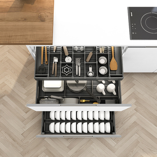 拉篮厨房橱柜三i层抽屉式 内置物架橱柜改造五金碗 碗碟碗柜抽屉式