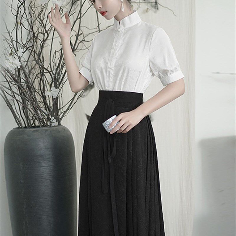 新中式汉服女款夏季中国风上衣改良旗袍日常可穿国风马面裙女套装