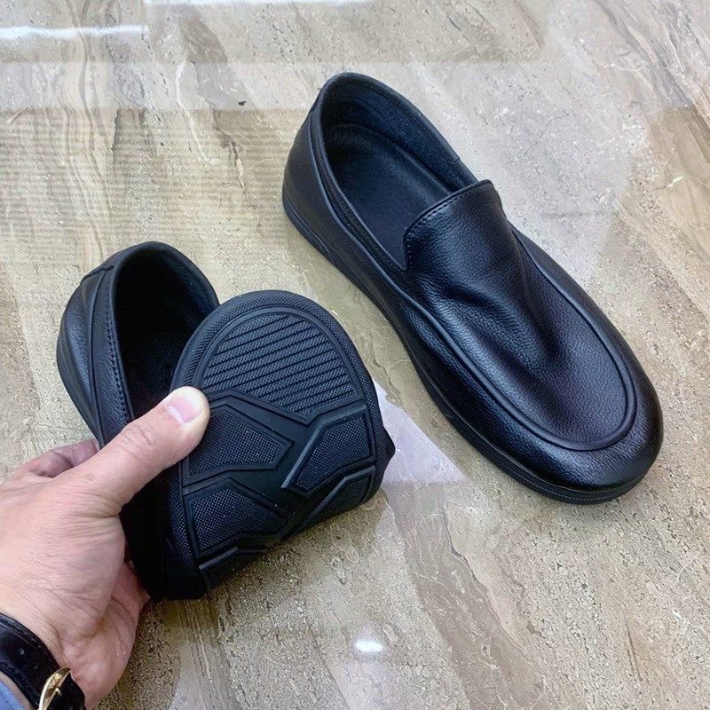 2025新款皮鞋男款年轻人夏季透气软底商N务休闲鞋一脚蹬豆豆鞋