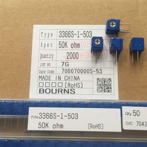 进口美国BOURNS 可调电阻3366S-1-503精密电位器微调50K立式2脚前