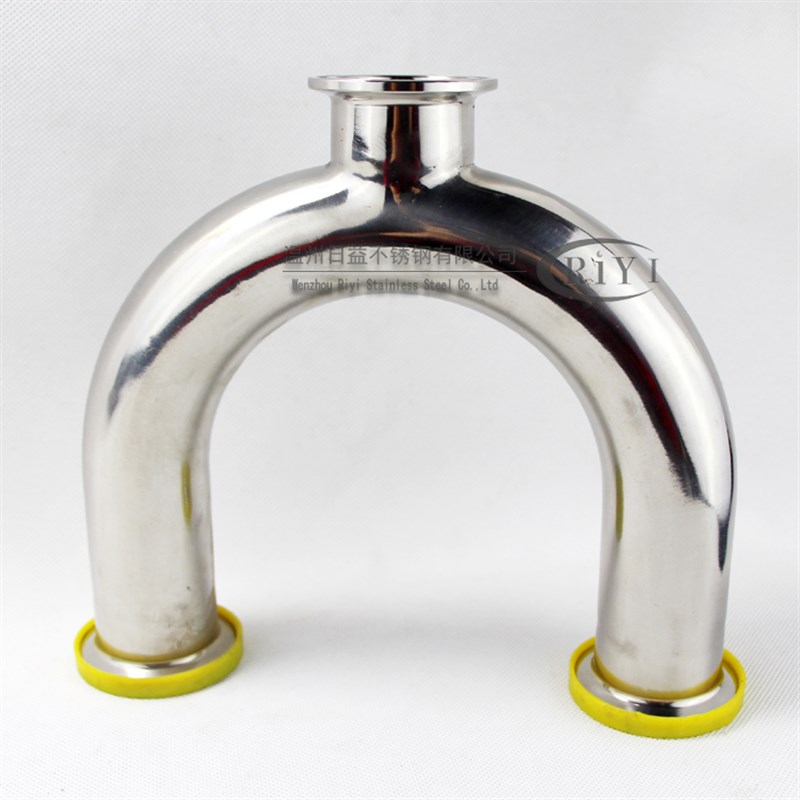 304快装U型三通焊接式 U三通卫生级管件卡箍式U管180弯头镜面弯管