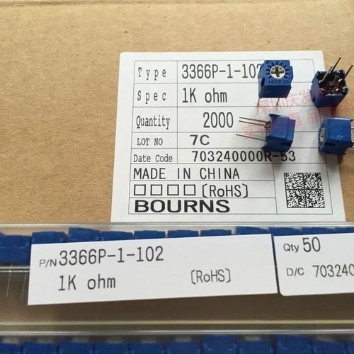 进口美国BOURNS 可调电阻3366P-1-102精密电位器微调1K卧式品字脚