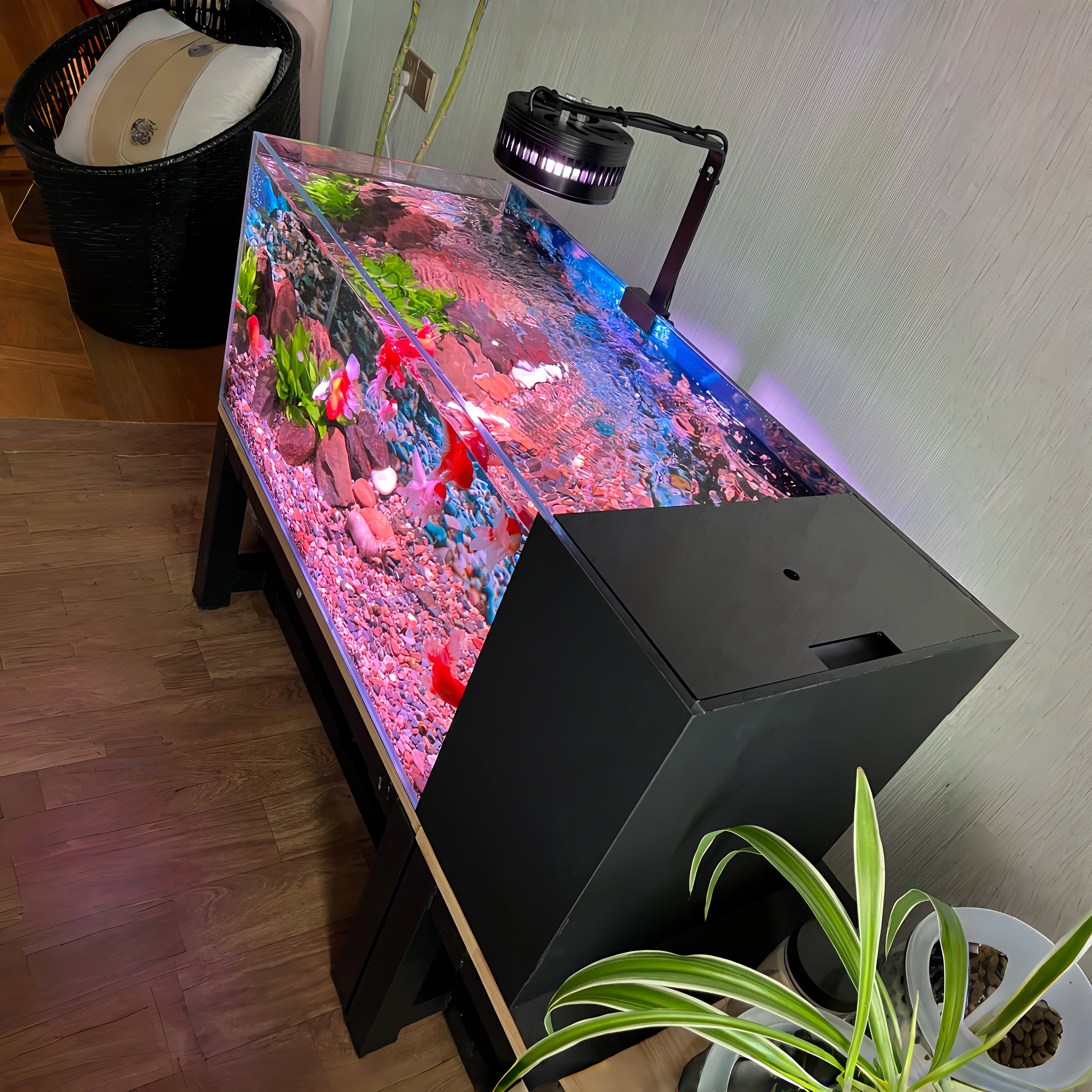 嘉赤100cm1米侧过滤制氧一体式自循环家用客厅溪流超白玻璃大鱼缸