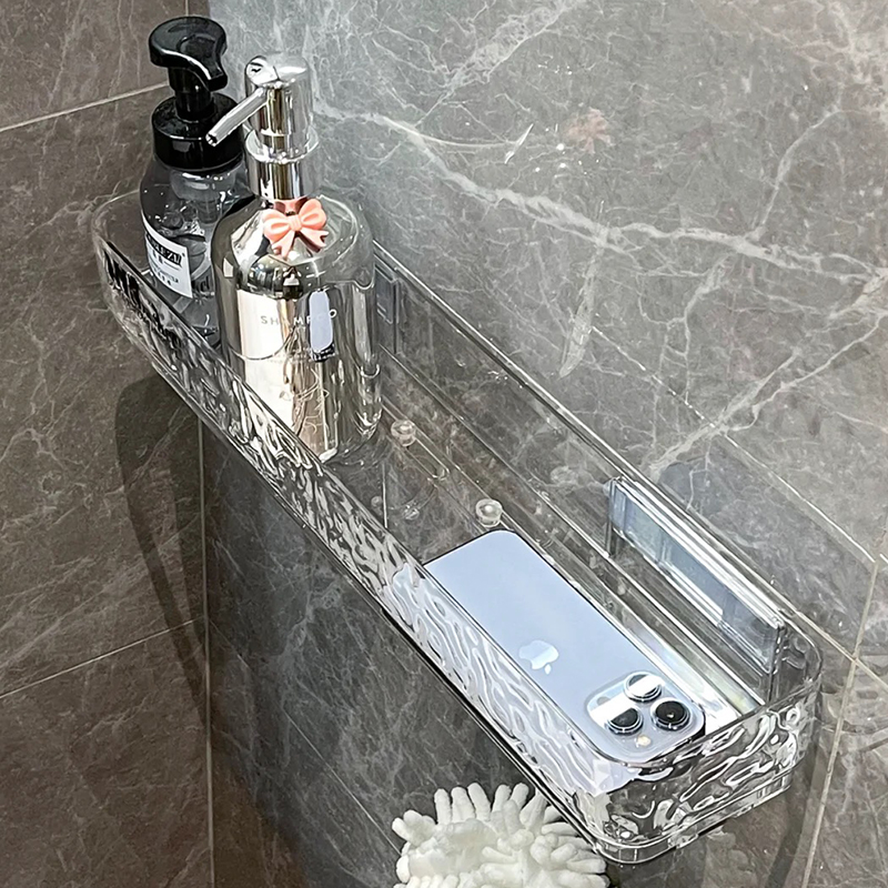 亚克力银色浴室卫生间置物架透明壁挂式洗手间洗澡间洗漱台收纳架