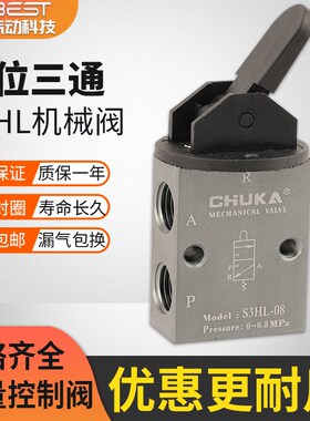 巨开CHUKA S3HL-06二位三通机械阀S3HL-M5 S3HL-08长柄型手动阀