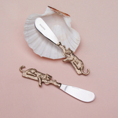 手工制黄铜芝士抹刀黄油刀 荷兰Doing Goods豹子 复古西餐果酱刀