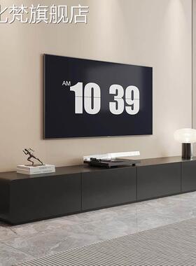 麦比梵黑色实木烤漆电视柜茶几组合小户型客厅现代简约落地轻奢电视机柜摆件饰品床笠拉车