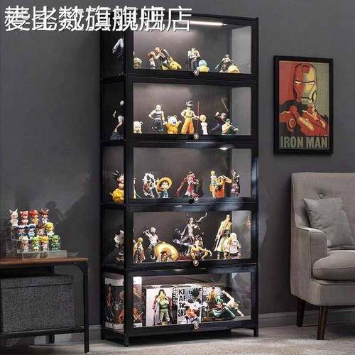 麦比梵手办展示盒盲盒收纳展示架泡泡玛特积木亚克力展示柜子家用置物架摆件垫垫床笠拉车