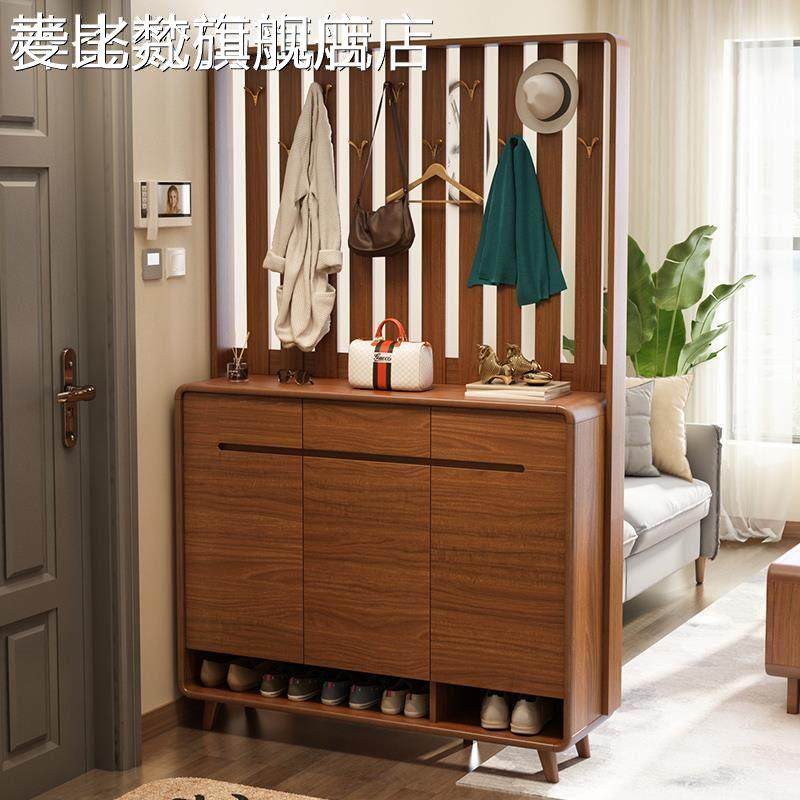 麦比梵挂衣架鞋柜家用门口入户隔断玄关柜中式新款客厅带换鞋凳储物柜
