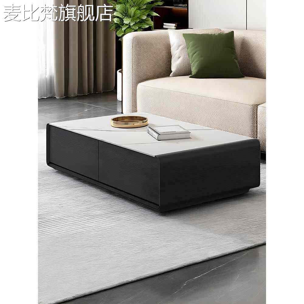 麦比梵2025新意大利风格无障碍豪华高端石板咖啡桌客厅家庭现代简单小公寓Normcore茶桌摆件饰品床笠拉车盖布