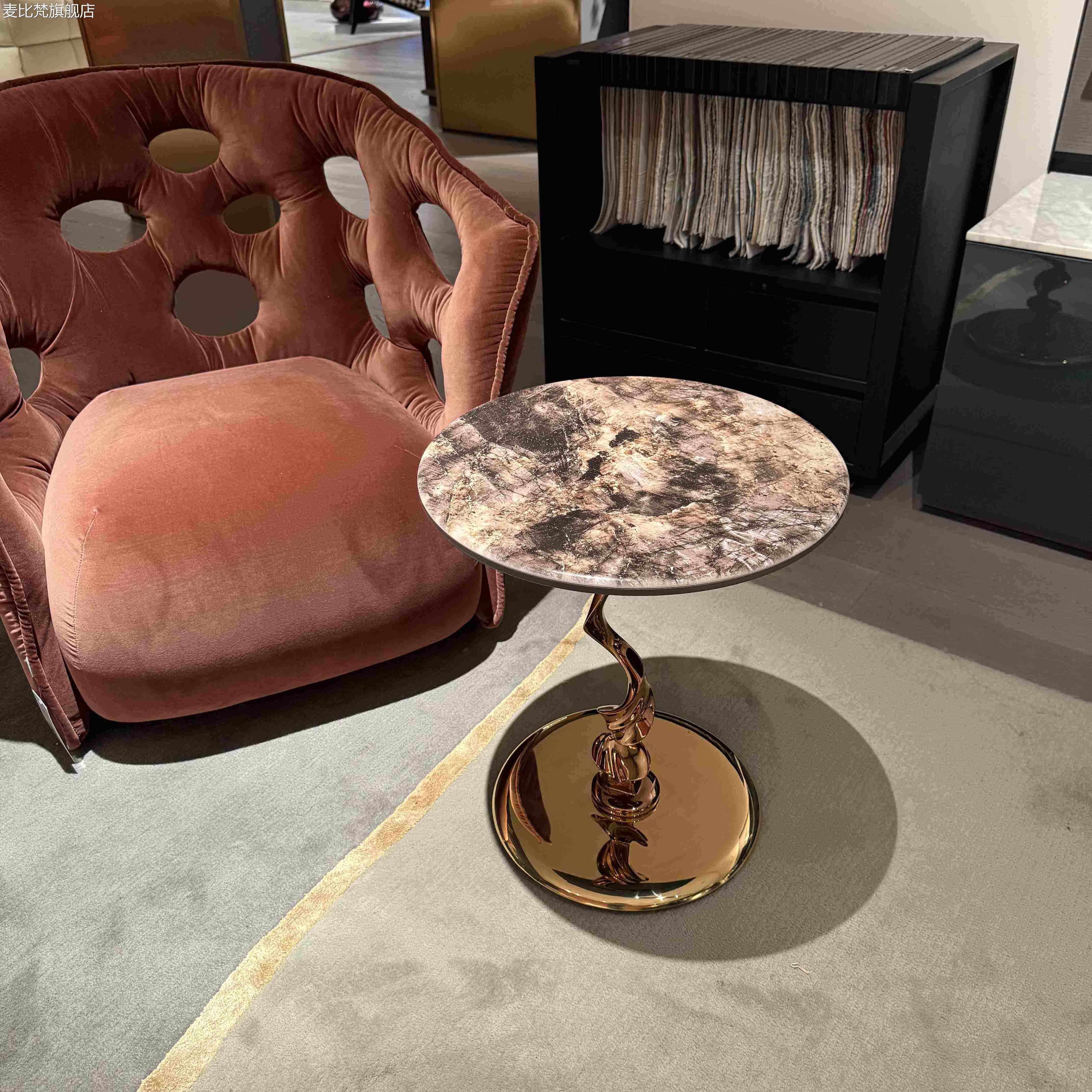 麦比梵单人沙发茶几床头 柜 替代小型边几客厅茶台轻奢现代高级感小圆 桌摆件饰品床笠拉车
