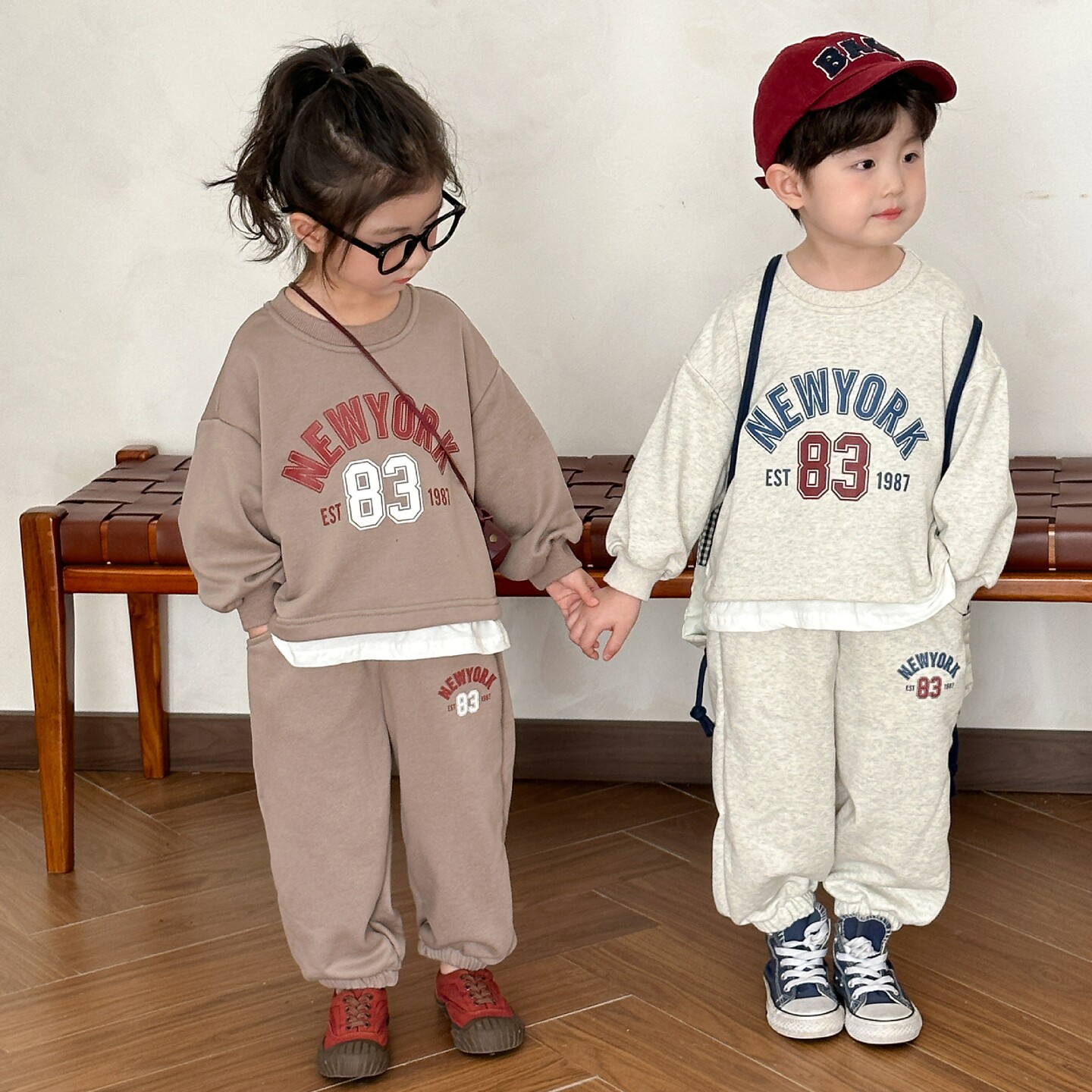 儿童套装2025新款秋季假两件男童女童运动卫衣卫裤宝宝休闲衣服潮