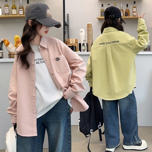 初中生衬衫外套新款大童春秋季2025高中生少女孩大童学生青少年潮