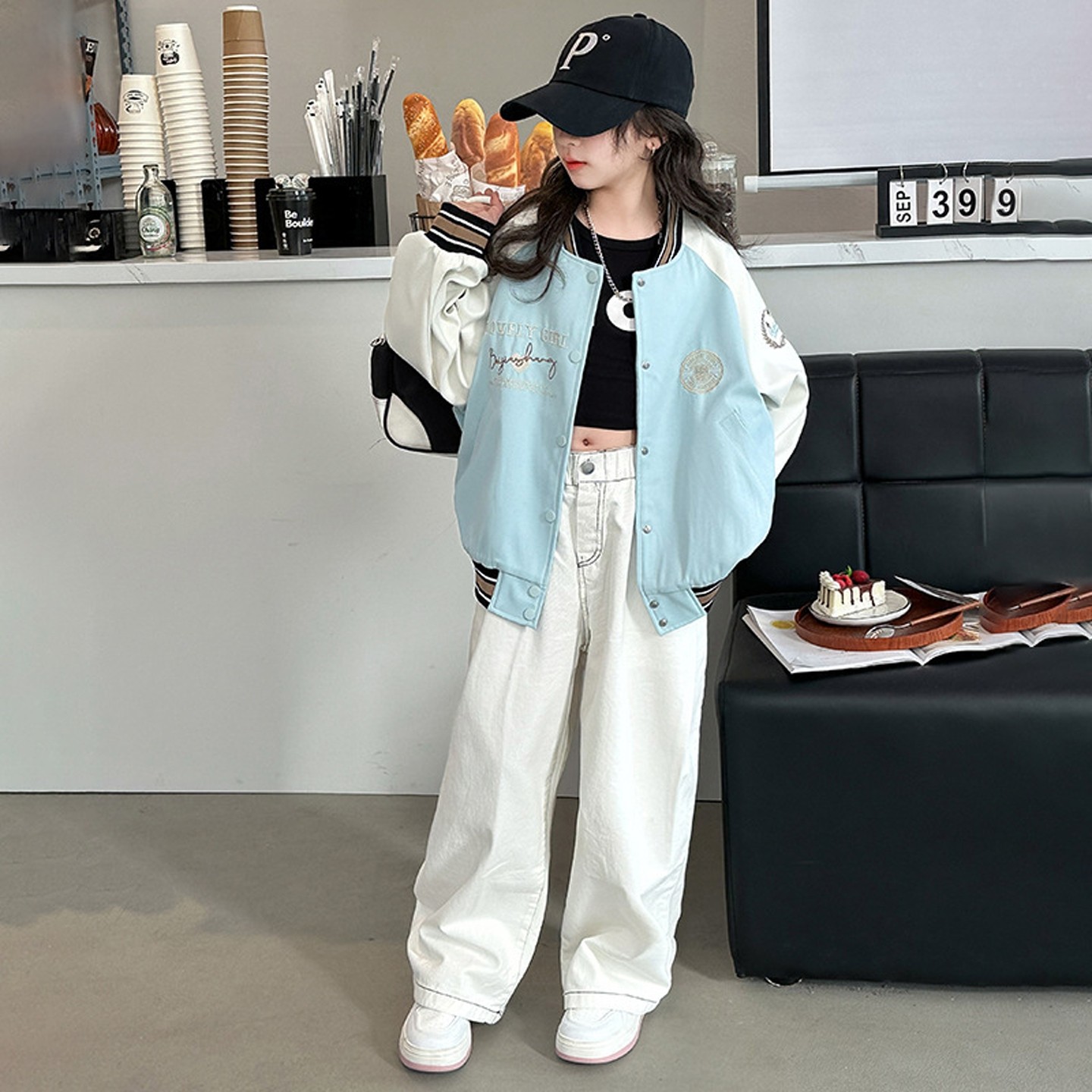 韩国女童外套春秋款中大童女孩学院风秋季棒球服上衣秋装潮加绒款