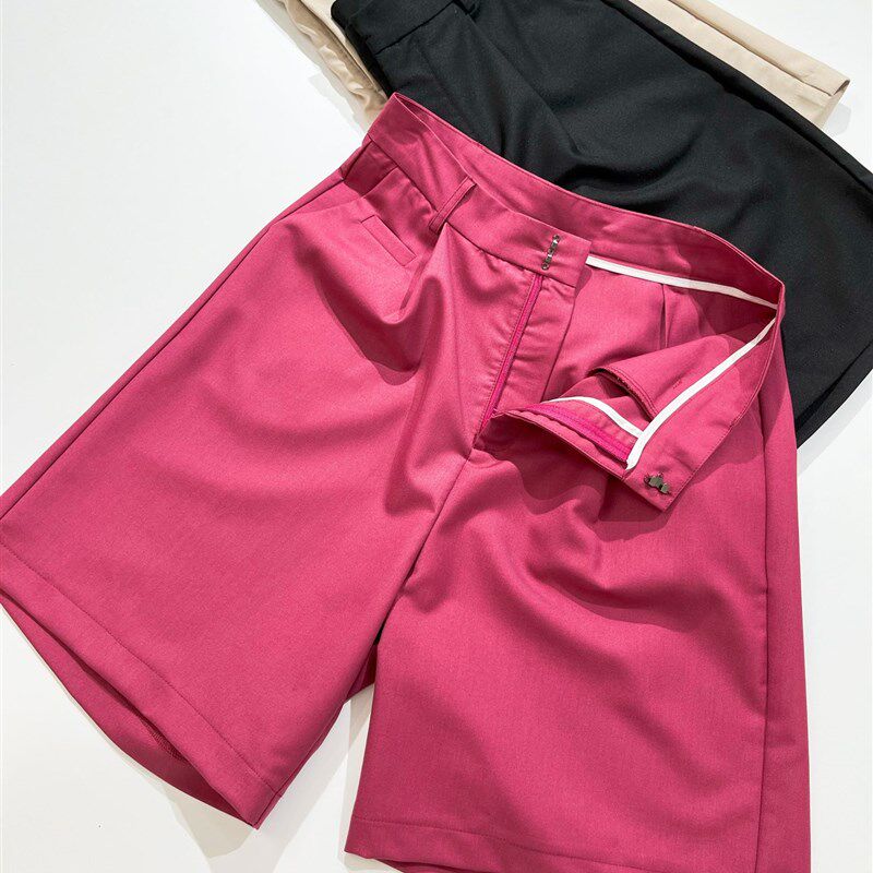 挺括感中裤西装短裤女夏薄款小个子高腰五分西裤通勤宽松休闲裤女