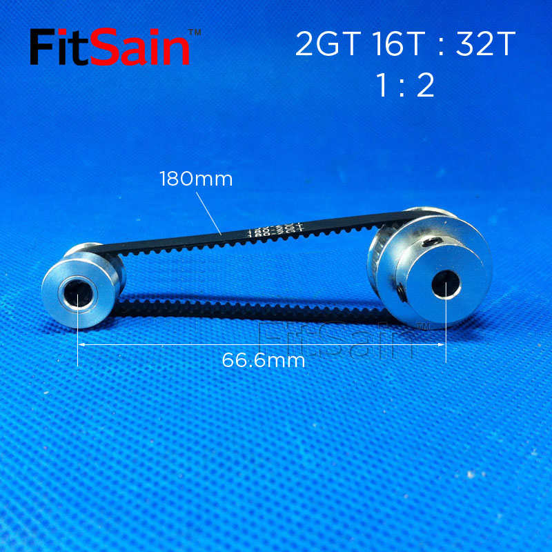FitSain-2GT同步轮16齿:32齿GT2皮带轮1:2减速中孔3.17-4-5-6-8mm