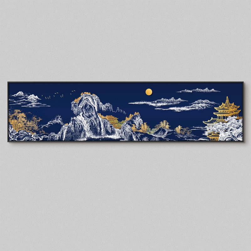 新中式酒店包间古典客厅沙发背景墙装饰画横N版大尺寸浮雕立体挂
