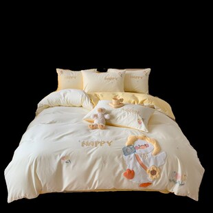 60支卡通儿童全l棉四件套可爱少女心被套学生宿舍上下铺三件套