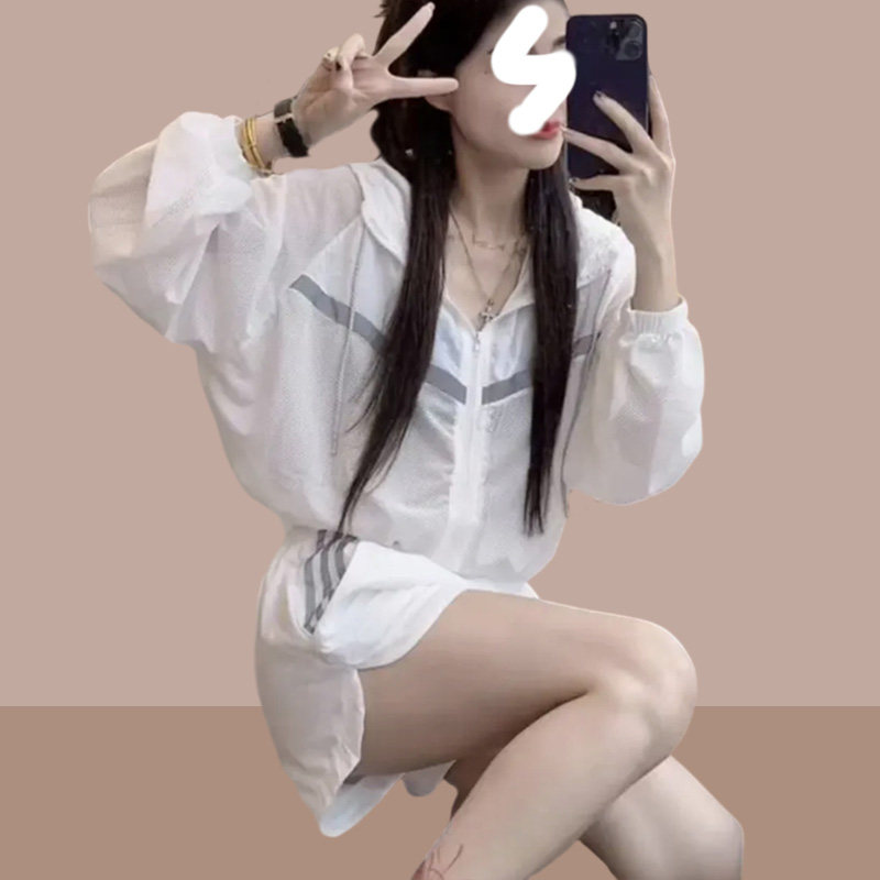 小个子时尚套装休闲运动百搭连帽防晒上衣夏季阔腿显瘦短裤两件套
