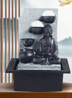 充电不插电水循环不插电蓄电池充电流水摆件桌面流水W摆件室内摆