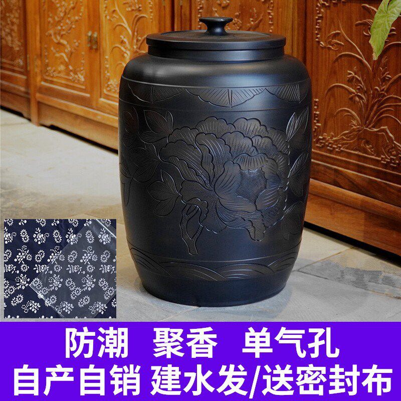 云南建水紫陶茶叶l罐密封陶瓷茶缸大容量紫砂茶罐大号水缸米缸意