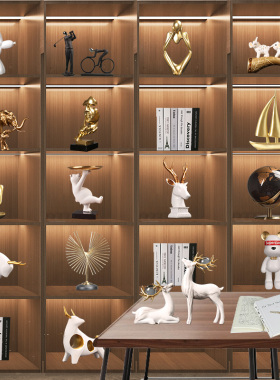 现代简约轻奢书柜客厅酒柜摆件领导高端商务办公室家居装饰工艺品