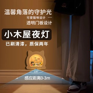 杰瑞和汤姆门洞小木屋老鼠洞人体感应小夜灯小红书模型角落装饰灯
