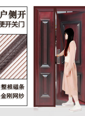F纱窗门帘子母门室内侧开防蚊门帘入户门磁性挡风卧室防盗门窗纱