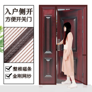 F纱窗门帘子母门室内侧开防蚊门帘入户门磁性挡风卧室防盗门窗纱
