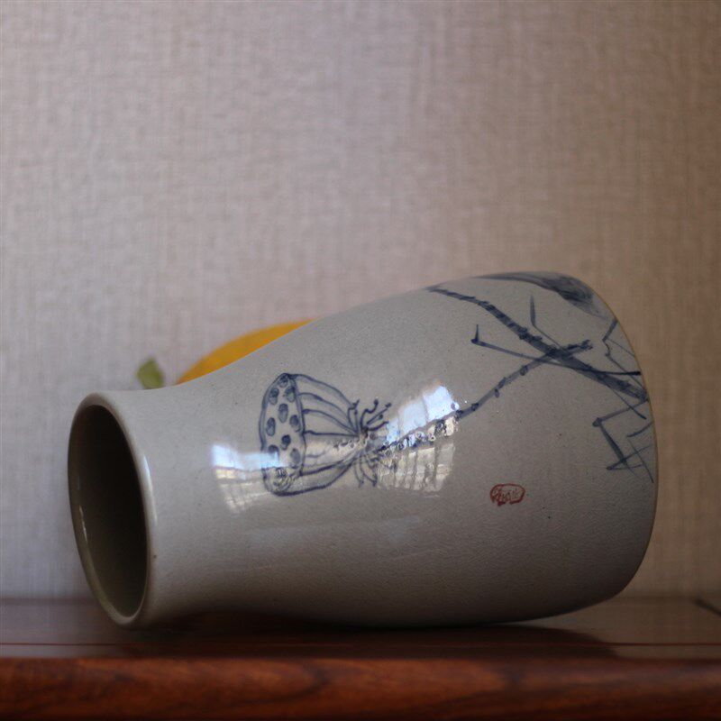 云南玉溪华宁陶青花花器花瓶摆件客厅G插花陶瓷中式简约家居装饰