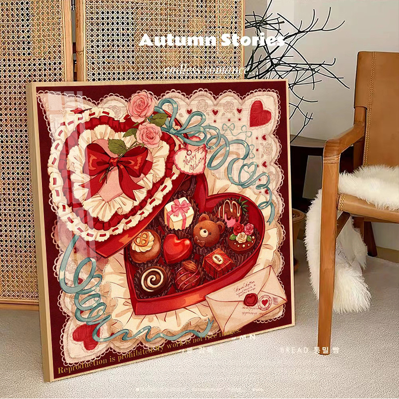 复古甜品钻石画满钻新款创意情侣礼物手工贴钻十字绣2025新款带框